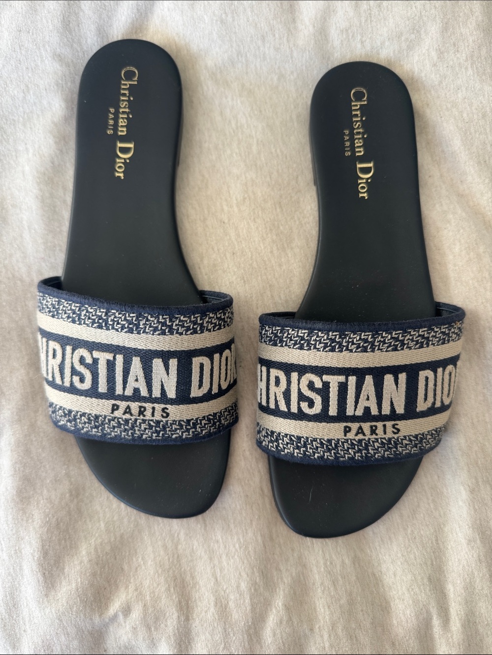 Dior Navy & cream Logo Slide Sandals